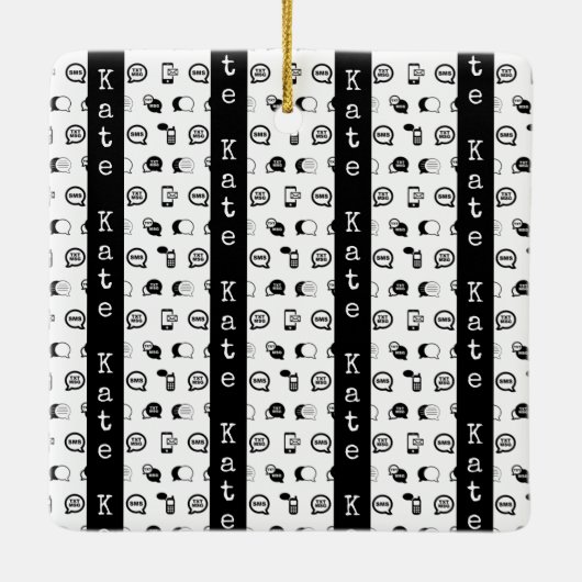 Fun Cell Phone Text Message Pattern CUSTOM NAME Keramisch Ornament (Achterkant)