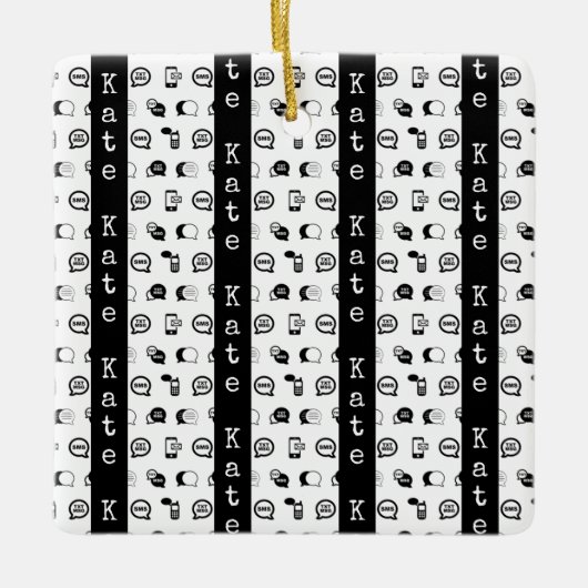 Fun Cell Phone Text Message Pattern CUSTOM NAME Keramisch Ornament (Voorkant)