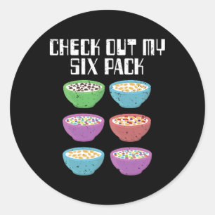 Fun Cereal Gym Ontbijtschalen Six Pack Workout Bo Ronde Sticker