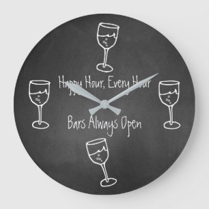 Fun Chalkboard Bar-wandklok Grote Klok