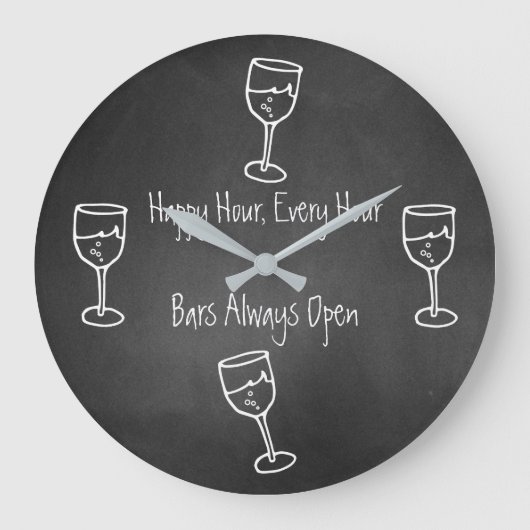 Fun Chalkboard Bar-wandklok Grote Klok (Voorkant)