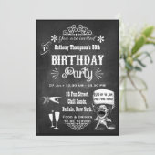 Fun  Chalkboard Birthday Party Invitation Kaart (Staand voorkant)