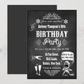 Fun  Chalkboard Birthday Party Invitation Kaart (Voorkant / Achterkant)