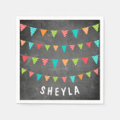 Fun Chalkboard Bunting Flags Name Birthday Party Servet (Voorkant)