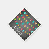 Fun Chalkboard Bunting Flags Name Birthday Party Servet (Hoek)