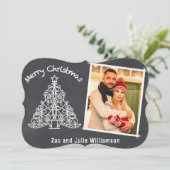 Fun Chalkboard - Fancy kerstsierstrip met fotograf Feestdagenkaart (Staand voorkant)