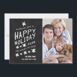 FUN CHALKBOARD HAPPY HOLIDAY FOTO KAART<br><div class="desc">CHALKBOARD HAPPY HOLIDAY FOTO CARD. Fun chalk font used on a black chalkboard effect background. WENS U EEN GEWELDIGE DAG VAN ONZE FAMILIE TOT JULLIE. Geef uw achternaam en voornamen van uw familieleden en familiefoto een persoonlijk tintje. Elke Clarke© voor Monogram Gallery. Neem voor een ander gezegde contact op met...</div>