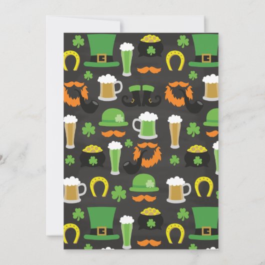 Fun Chalkboard St Patrick's Day Dinner Party Kaart (Achterkant)