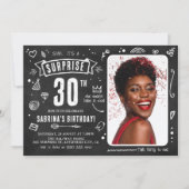 Fun Chalkboard - Stationele foto 30e verjaardag Kaart (Voorkant)