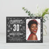 Fun Chalkboard - Stationele foto 30e verjaardag Kaart (Staand voorkant)