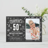 Fun Chalkboard - Stationele foto 50e verjaardag Kaart (Staand voorkant)
