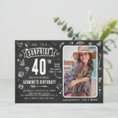 Fun Chalkboard - Stationfoto 40e verjaardag Kaart (Staand voorkant)