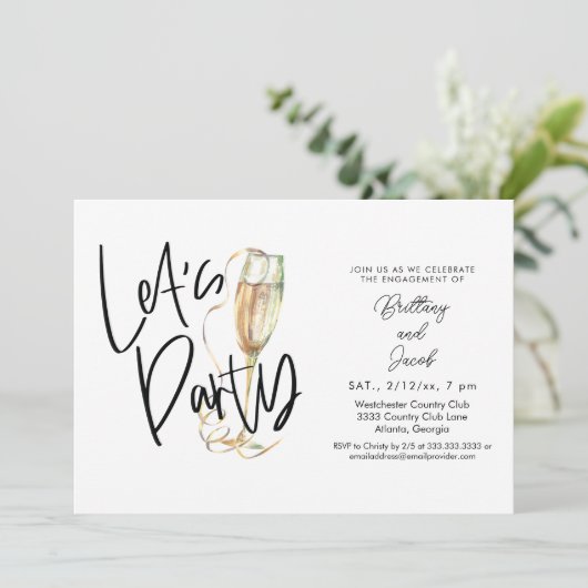 Fun Champagne Engagement Party Kaart (Staand voorkant)