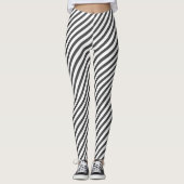 Fun Charcoal Gray Diagonal Striped Leggings (Voorkant)