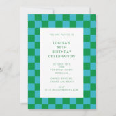Fun Checkerboard Blue Green Geometric Birthday Kaart (Voorkant)