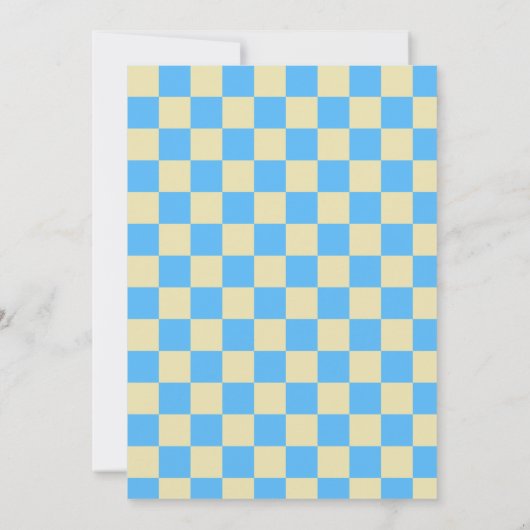 Fun Checkerboard Light Blue Geometric Birthday Kaart (Achterkant)
