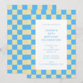 Fun Checkerboard Light Blue Geometric Birthday Kaart (Voorkant / Achterkant)
