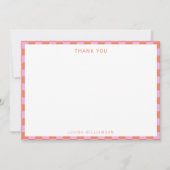 Fun Checkerboard Roze Oranje Geometric Birthday Bedankkaart (Voorkant)