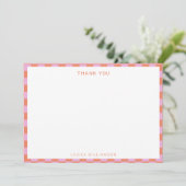 Fun Checkerboard Roze Oranje Geometric Birthday Bedankkaart (Staand voorkant)