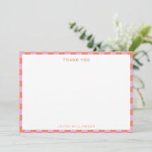 Fun Checkerboard Roze Oranje Geometric Birthday