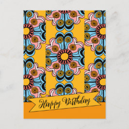 Fun cheerful flower power hippie verjaardag CC0218 Briefkaart