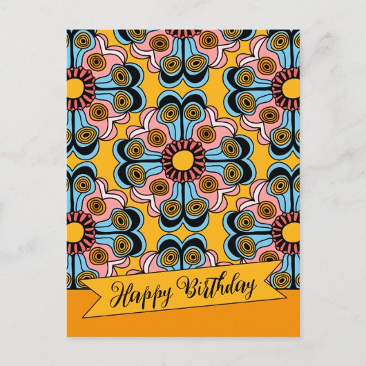 Fun cheerful flower power hippie verjaardag CC0218 Briefkaart (Voorkant)