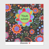 Fun Cheerful Flowers Personalized Sticker (Vel)