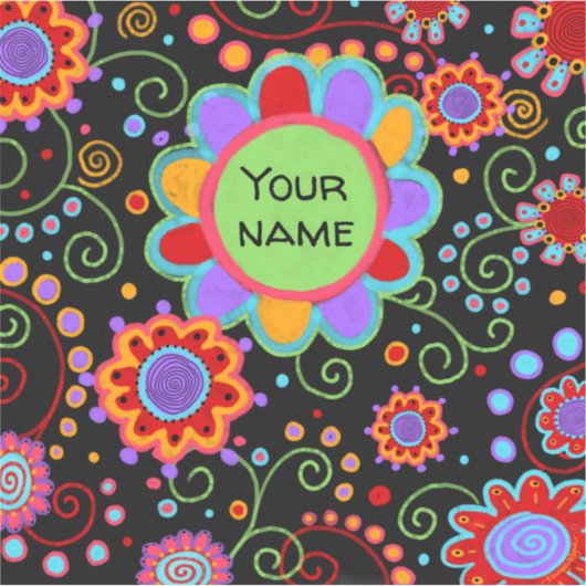 Fun Cheerful Flowers Personalized Sticker (Voorkant)