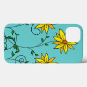 Fun Cheerful Yellow Flowers Doodle Art Case-Mate iPhone Case (Achterkant (horizontaal))