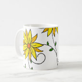 Fun Cheerful Yellow Flowers Doodle Art Koffiemok (Voorkant links)