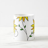 Fun Cheerful Yellow Flowers Doodle Art Koffiemok (Center)