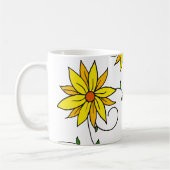 Fun Cheerful Yellow Flowers Doodle Art Koffiemok (Links)