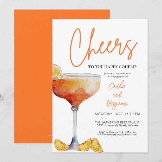 Fun Cheers verlovingsfeest uitnodiging (Voorkant / Achterkant)