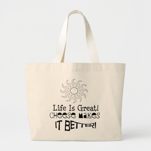 Fun Cheese Grocery Bag! Grote Tote Bag (Voorkant)