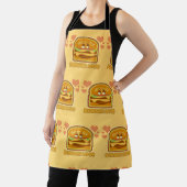 Fun Cheeseburger Love Lunchtime Cartoon Motto Schort (Insitu)