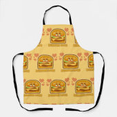 Fun Cheeseburger Love Lunchtime Cartoon Motto Schort (Voorkant)