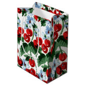 Fun Cherry Jubilee Design Vintage Cherries Medium Cadeauzakje (Achterkant Gekanteld)