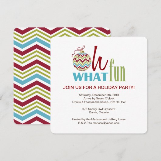 Fun Chevron - Uitnodiging voor kerstfeestdagen (Voorkant / Achterkant)