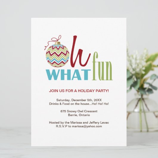 Fun Chevron - Uitnodiging voor kerstfeestdagen (Staand voorkant)