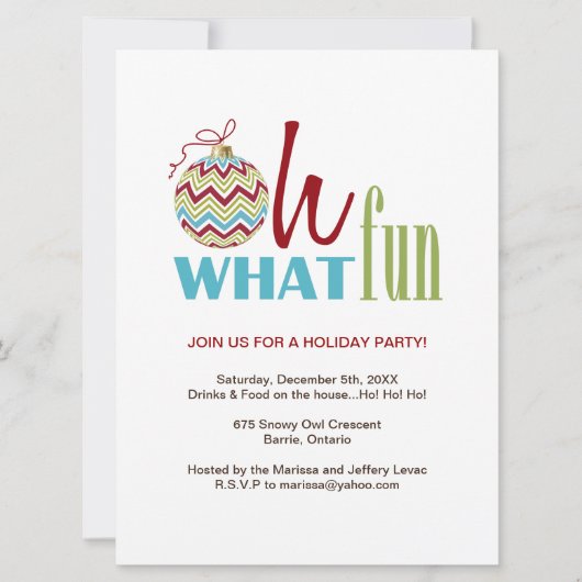 Fun Chevron - Uitnodiging voor kerstfeestdagen (Voorkant)