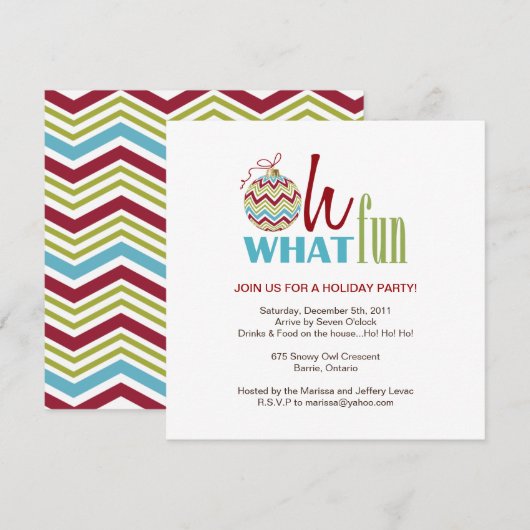 Fun Chevron - Uitnodiging voor kerstfeestdagen (Voorkant / Achterkant)