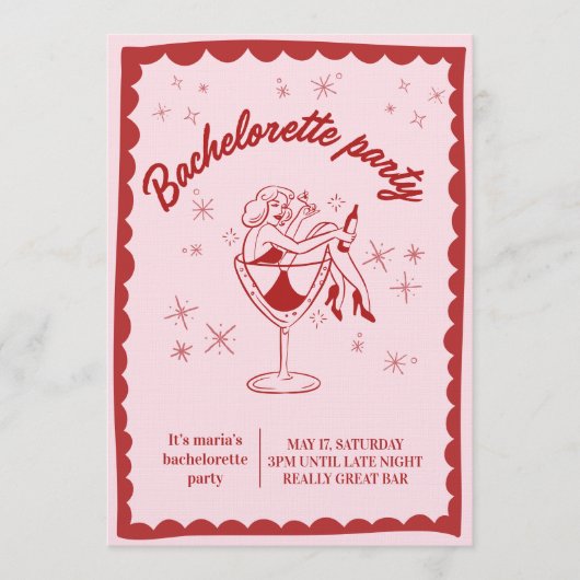 Fun & Chic Bachelorette Party Invitation for Girls Kaart (Voorkant)