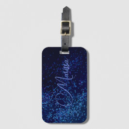 Fun Chic Personalized Blue Confetti Bagagelabel