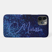 Fun Chic Personalized Blue Confetti Case-Mate iPhone Case (Achterkant (horizontaal))