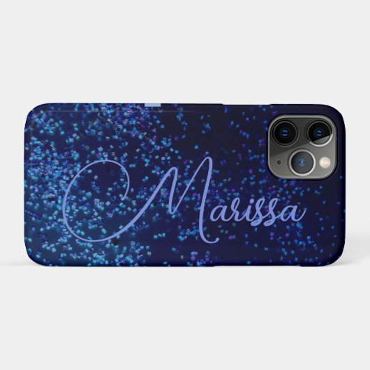 Fun Chic Personalized Blue Confetti Case-Mate iPhone Case (Achterkant (horizontaal))