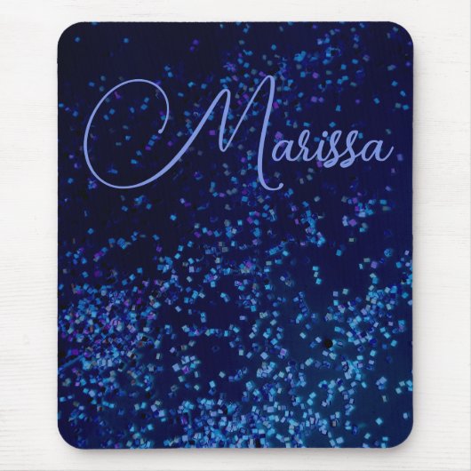 Fun Chic Personalized Confetti Blue Muismat (Voorkant)