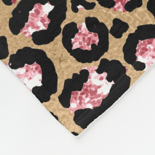 Fun Chic Pink Black Gold Cheetah/Leopard Monogram Fleece Deken (Hoek)