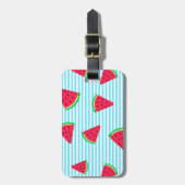 Fun Chic Watermelon Slices Blue Lines Pattern Bagagelabel (Voorkant verticaal)