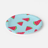 Fun Chic Watermelon Slices Blue Lines Pattern Papieren Bordje (Gekanteld)