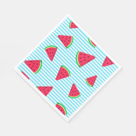 Fun Chic Watermelon Slices Blue Lines Pattern Servet (Hoek)
